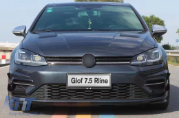 Pare-chocs avant Rabats latéraux pour VW Golf 7.5 5G R hayon 17-20 Noir brillant-image-6096398