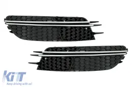 image-24-Pare-chocs Côté Grilles Couvertures pour Audi A6 C7 4G 2012-2015 Noir Brossé Aluminium