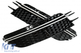 Pare-chocs Côté Grilles Couvertures pour Audi A6 C7 4G 2012-2015 Noir Brossé Aluminium-image-6083008
