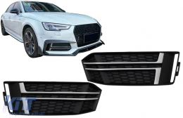 Pare-chocs Inférieurs Couvertures Grilles Latérales pour Audi A4 B9 S-Line Berline Avant 16-18-image-6092935