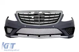 image-6-Pare-chocs pour Mercedes Classe S W222 13-17 S63 Design Grille PDC Lamelles chromées
