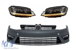 image-4-Pare-chocs pour VW Golf 7 13-17 R Line Look Phares LED DRL Écoulement Lumières