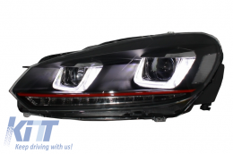 Pare-chocs pour VW Golf VI 6 08-13 GTI Look Phares LED DRL Tournant Rouge Clair-image-6027804