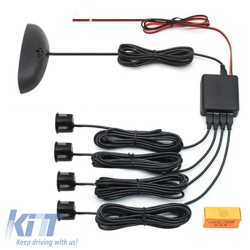Parking Sensor PDC with 4 Sensors 22mm Gloss Black with Display and Buzzer TW-777