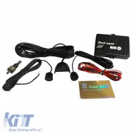 Parking System PDC with 2 Sensors 18mm Piano Black with LED Display Steel Mate PTS200F-image-6307947