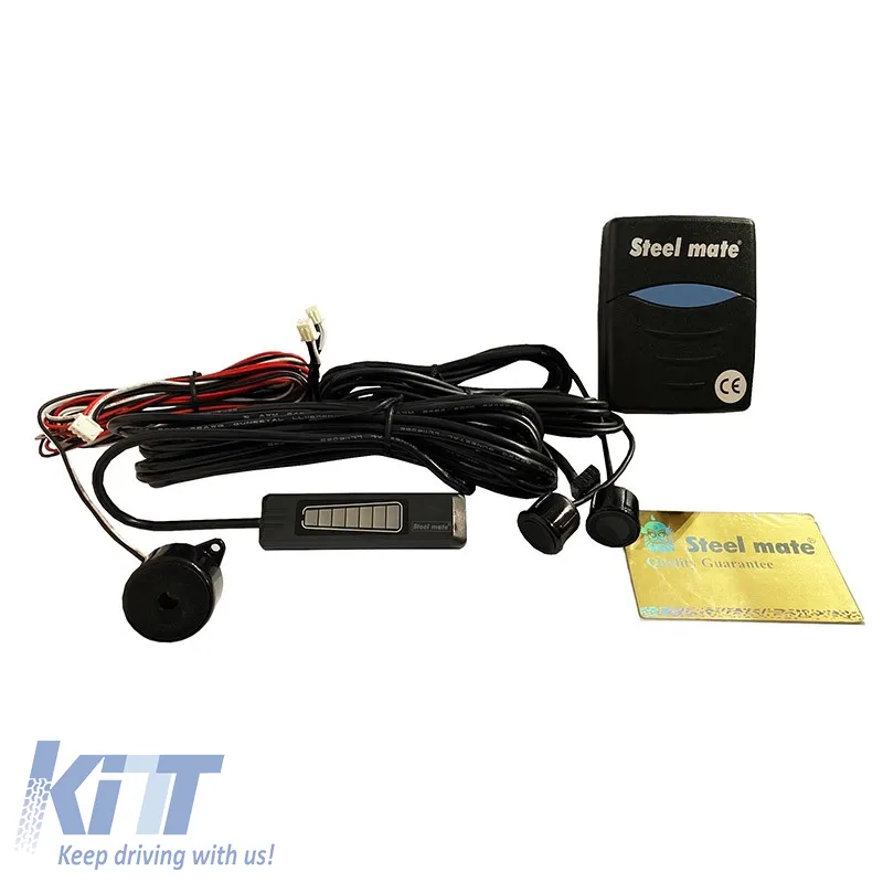 Parking System PDC with 2 Sensors 18mm Piano Black with Display Steel Mate 4386