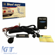 Parking System PDC with 2 Sensors 18mm Piano Black with Display Steel Mate 4386
