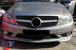 Parrilla de diamante cromada/gris adecuada para Mercedes C-Class W204 sedán, wagon, coupé 2007-2014-image-6236906