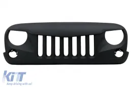 image-27-Parrilla delantera central Para JEEP Wrangler Rubicon JK 07-17 Eagle Eyes Negro mate