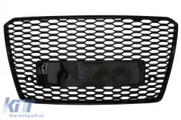 image-53-Parrilla delantera para Audi A8 D4 Facelift 2014-2017 RS8 Look Negro brillante