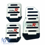 Pedal Aluminium Universal Type-R Black / Chrome Manual Set 3 Pcs