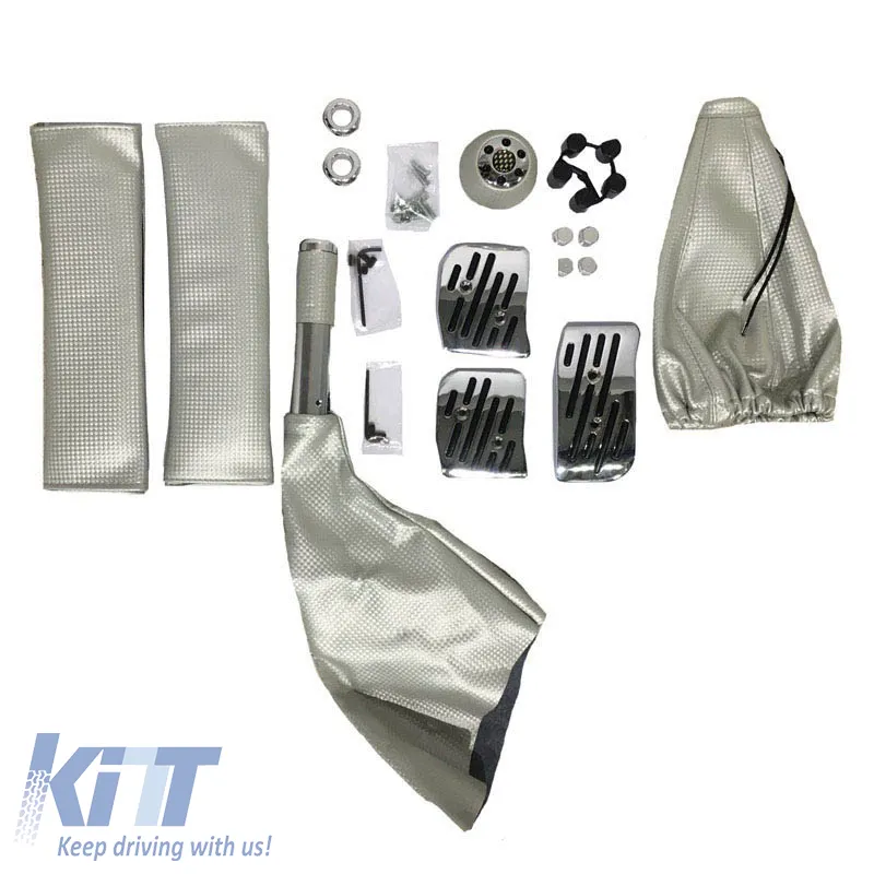 Pedal Aluminium With Shift Knob Universal Silver Set 6 Pcs