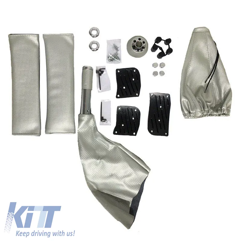 Pedal Aluminium With Shift Knob Universal Silver Set 6 Pcs