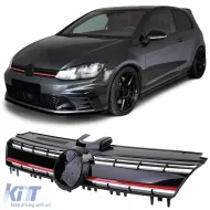 image-53-Performance radiator grille gloss black with red trim for VW Golf 7 + GTI 12-17