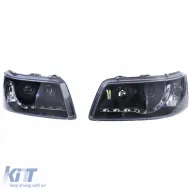 Phare avec feu de jour LED de couleur noire, adapté pour VW Transporter Bus T5 03-09-image-6257162