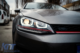 Phares 3D LED DRL pour VW Golf 7 VII 12-17 ROUGE R20 GTI Look LED Flowing-image-6101453