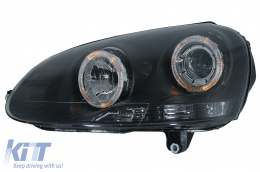 Phares Angel Eyes Double Halo Jantes pour VW Golf 5 V 2003-2007 LHD ou RHD Noir-image-6078921