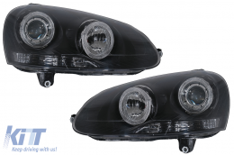 Phares Angel Eyes Double Halo Jantes pour VW Golf 5 V 2003-2007 LHD ou RHD Noir-image-6078923