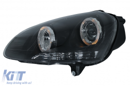 Phares Angel Eyes Double Halo Jantes pour VW Golf 5 V 2003-2007 LHD ou RHD Noir-image-6078924