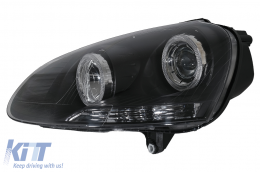 Phares Angel Eyes Double Halo Jantes pour VW Golf 5 V 2003-2007 LHD ou RHD Noir-image-6078927