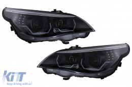 Phares Angel Eyes LED 3D pour BMW Série 5 E60 E61 2003-2007 LCI Design-image-6103728