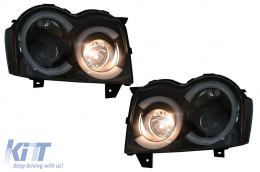 Phares Angel Eyes LED pour Jeep Grand Cherokee WK 05-08 Noir-image-6090000