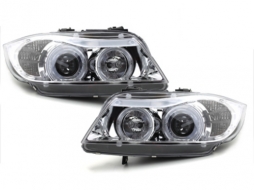 Phares Angel Eyes pour BMW Série 3 E90 E91 03.2005-08.2008 Chrome-image-59434
