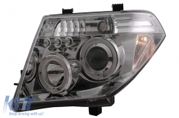 Phares Angel Eyes pour Nissan Navara D40 04-09 Pathfinder R51 05-08 Chrome-image-6084153