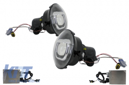Phares Bi-xénon HID Calandre noire mate pour JEEP Wrangler Rubicon JK 07-17-image-6025833
