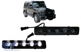 Phares Couvertures Noir LED DRL Pour Mercedes Classe G W463 89-12 G65 Look-image-6079325