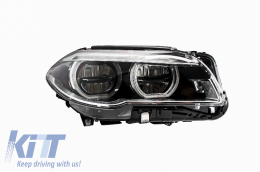 Phares Full LED Angel Eyes pour BMW Série 5 F10 F11 LCI 2014-2017 avec Xenon-image-6011703