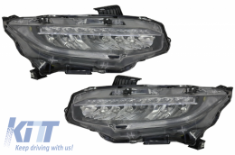 Phares Full LED pour HONDA Civic Mk10 FC FK 16+ Feux Sedan Hatchback Dynamic--image-6032457