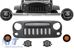image-17-Phares Grille pour Jeep Wrangler Rubicon JK 07-17 LED Clignotant Spectre Mask