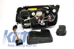 Phares LED Angel Eyes pour VW Bora 1998-2005 2 Jantes Halo Noir-image-55017