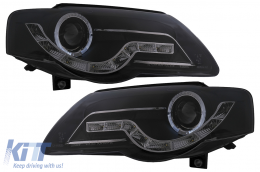 Phares LED DRL Angel Eyes pour VW Passat B6 3C 03.2005-2010 Noir-image-6098061