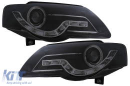 Phares LED DRL Angel Eyes pour VW Passat B6 3C 03.2005-2010 Noir-image-6098064