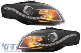 Phares LED DRL pour Audi A4 B7 11.04-03.08 Feux Diurnes Noir-image-6082304