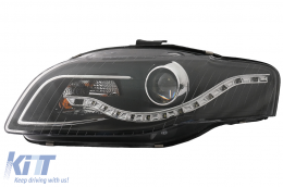 Phares LED DRL pour Audi A4 B7 11.04-03.08 Feux Diurnes Noir-image-6082306