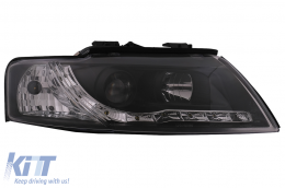Phares LED DRL pour Audi A4 Cabriolet B6 8H7 8HE 2002-2006 Noir-image-6099105