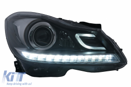 Phares LED DRL pour Mercedes Classe C W204 S204 Facelift 2011-2014 Noir Clignotant dynamique-image-6100212