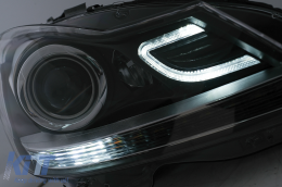 Phares LED DRL pour Mercedes Classe C W204 S204 Facelift 2011-2014 Noir Clignotant dynamique-image-6100213