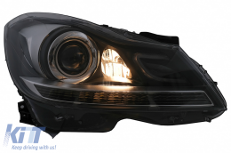 Phares LED DRL pour Mercedes Classe C W204 S204 Facelift 2011-2014 Noir Clignotant dynamique-image-6100217