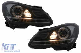 Phares LED DRL pour Mercedes Classe C W204 S204 Facelift 2011-2014 Noir Clignotant dynamique-image-6100218