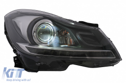 Phares LED DRL pour Mercedes Classe C W204 S204 Facelift 2011-2014 Noir Clignotant dynamique-image-6100220