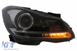 Phares LED DRL pour Mercedes Classe C W204 S204 Facelift 2011-2014 Noir Clignotant dynamique-image-6100225