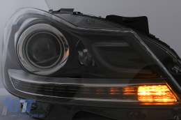 Phares LED DRL pour Mercedes Classe C W204 S204 Facelift 2011-2014 Noir Clignotant dynamique-image-6100227