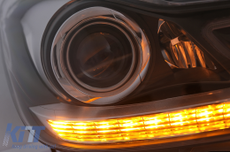 Phares LED DRL pour Mercedes Classe C W204 S204 Facelift 2011-2014 Noir Clignotant dynamique-image-6100228