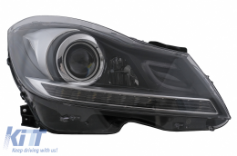 Phares LED DRL pour Mercedes Classe C W204 S204 Facelift 2011-2014 Noir Clignotant dynamique-image-6100229