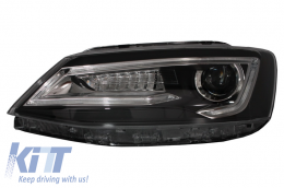 Phares LED DRL pour VW Jetta Mk6 VI 11-17 Bi-Xenon Design Dynamic Flowing-image-6020971