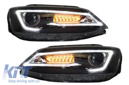 Phares LED DRL pour VW Jetta Mk6 VI 11-17 Bi-Xenon Design Dynamic Flowing-image-6020977